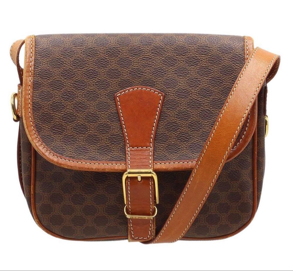 Vintage Celine Macadam Monogram Flap Crossbody Bag – Brown